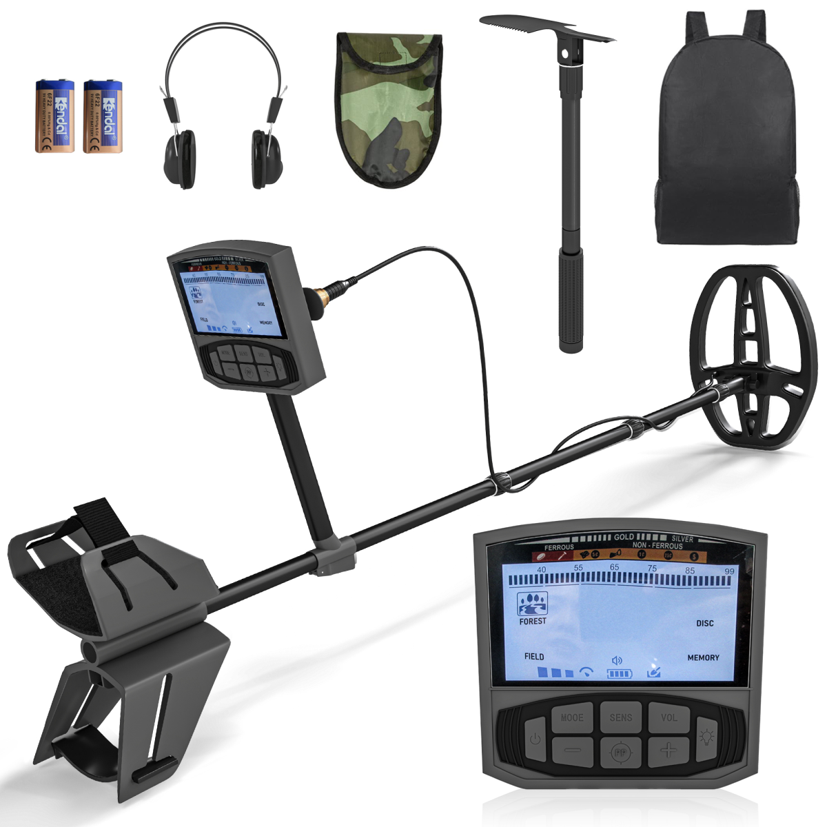 Outsunny Gold Metal Detector with DSP Chip, 5 Modes, IP68 Waterproof Coil