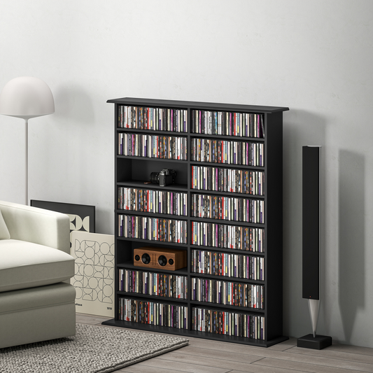 Compact Multi-Storage Cabinet with 16 Spaces for CDs, DVDs, and Blu-rays