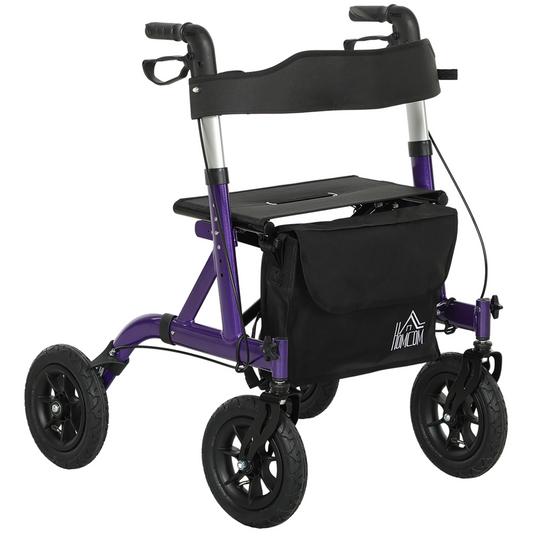 Rollator Walker with Seat, Backrest, Bag, All-terrain Wheels