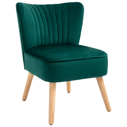 HOMCOM Velvet Accent Tub Chair - Green, Plush Comfort for Any Room