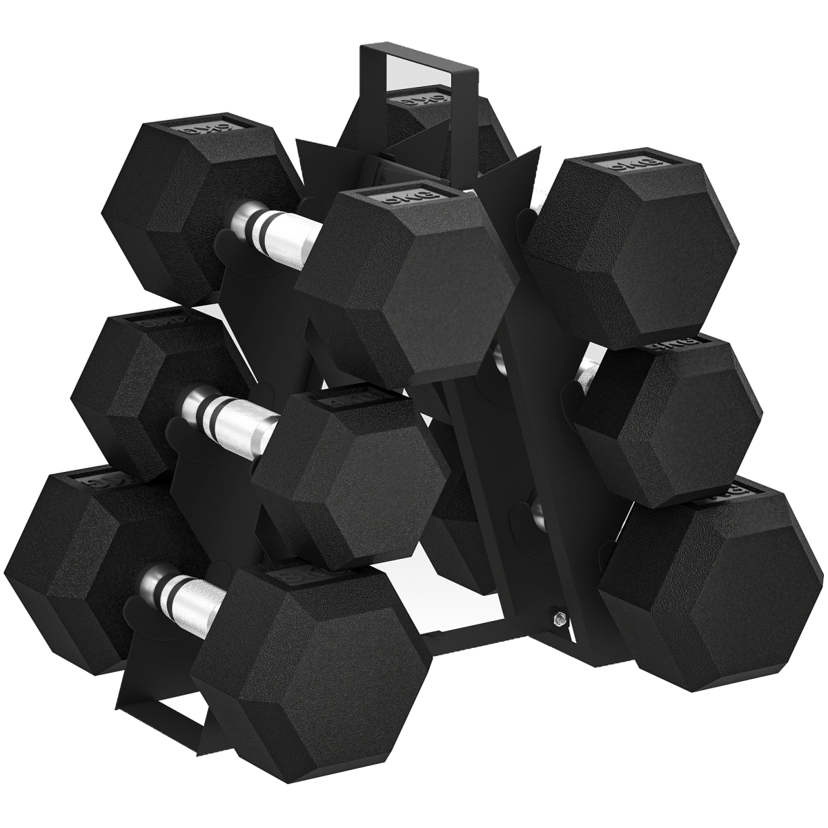 36KG Hex Dumbbell Set with Rack - Versatile Strength & Floor Protection!