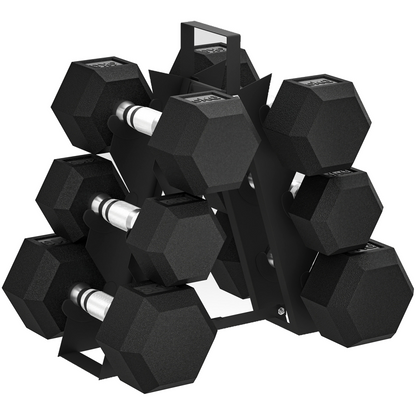 36KG Hex Dumbbell Set with Rack - Versatile Strength & Floor Protection!