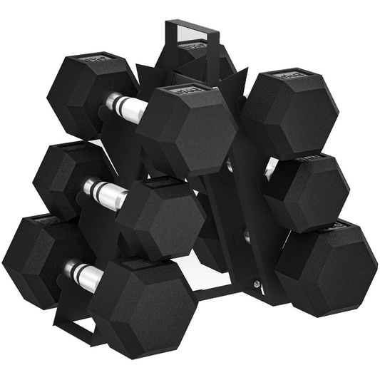 36KG Hex Dumbbell Set with Rack - Versatile Strength & Floor Protection!