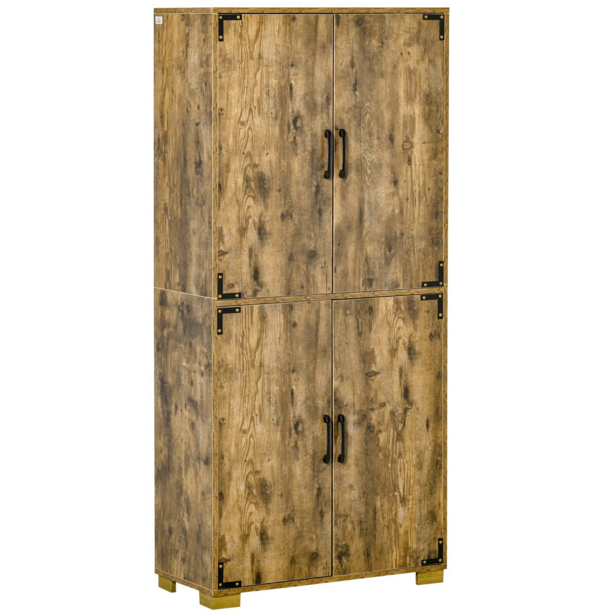 Rustic 4-Door Farmhouse Cabinet: Sturdy Storage with Industrial Flair