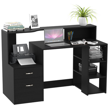 Multi-Storage & Workstation Desk Table Storage Shelves  Office Black