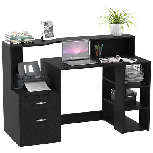 Multi-Storage & Workstation Desk Table Storage Shelves  Office Black