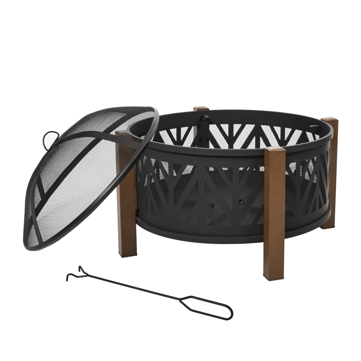 Ultimate 2-in-1 Fire Pit & BBQ Grill - 30" with Spark Screen & Safety Poker