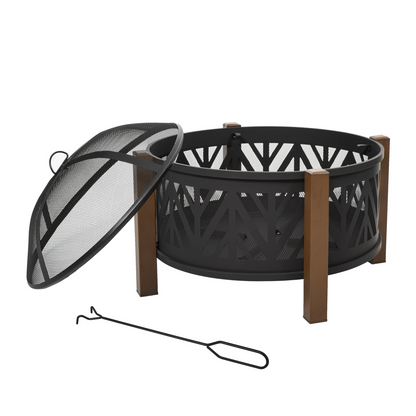 Ultimate 2-in-1 Fire Pit & BBQ Grill - 30" with Spark Screen & Safety Poker