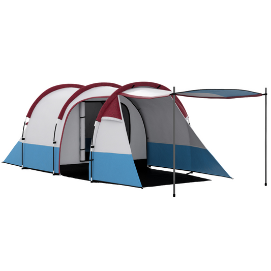 Outsunny 2-3 Person Family Camping Tunnel Tent with Living Room & Porch
