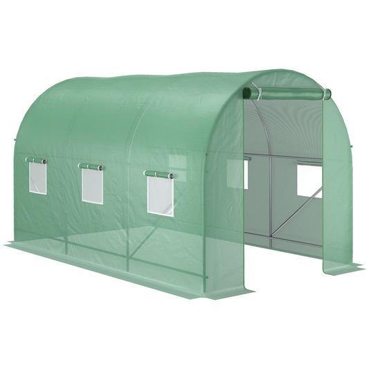 Spacious 3.5m Walk-In Polytunnel Greenhouse with Durable PE Cover