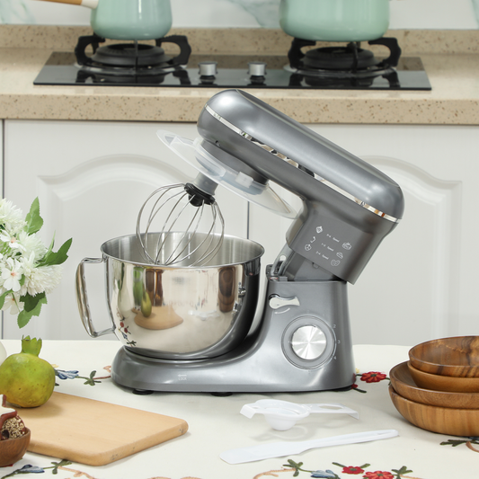 1300W Powerful Kitchen Stand Mixer with 4.5L Bowl & 6 Speeds - Silver