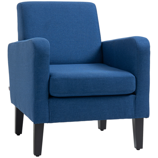 Modern Blue Accent Armchair with Rubber Wood Legs – Stylish & Comfortable!