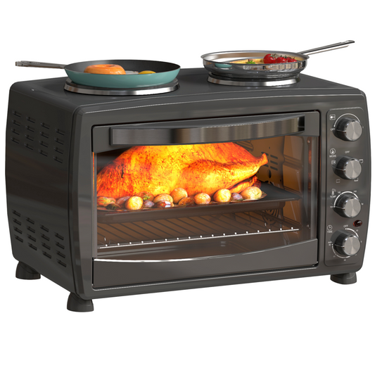 HOMCOM 36L Dual-Plate Countertop Oven 2600W with Grill, Roast & Bake