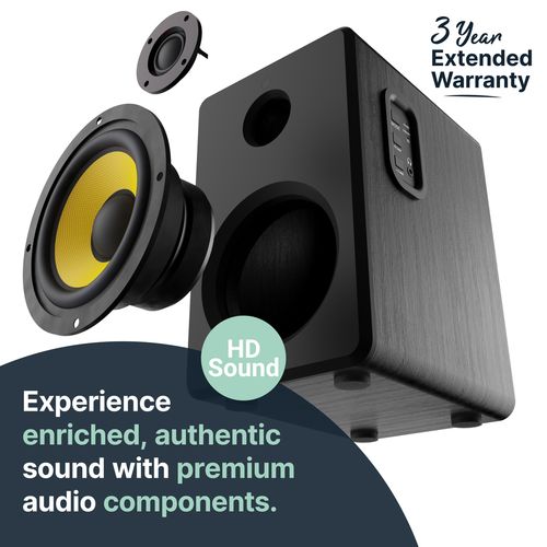 Majority D40X Bookshelf Active Speakers: 4-Inch Kevlar Bass, Bluetooth