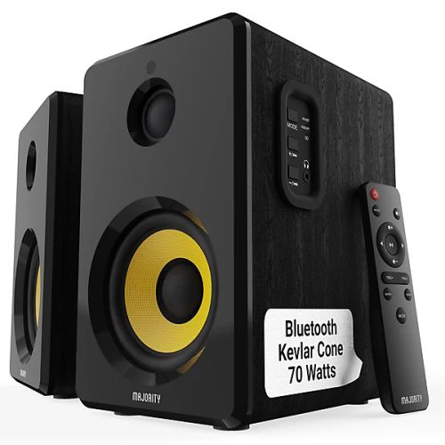 Majority D40X Bookshelf Active Speakers: 4-Inch Kevlar Bass, Bluetooth