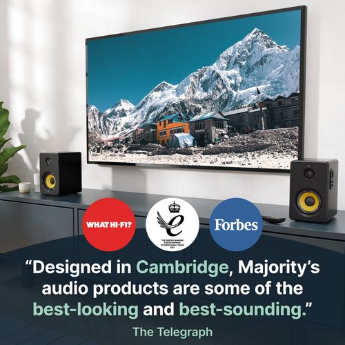 Majority D40X Bookshelf Active Speakers: 4-Inch Kevlar Bass, Bluetooth